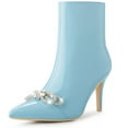 thumbnail image 4 of Unique Bargains Bow Rhinestone Pointy Toe Stiletto Heels Ankle Boots for Women, 4 of 7