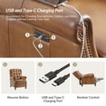 thumbnail image 6 of Luxury Genuine Leather Wingback Power Recliner Chair with USB, Nailhead Trim and Solid Wood Legs Camel, 6 of 9