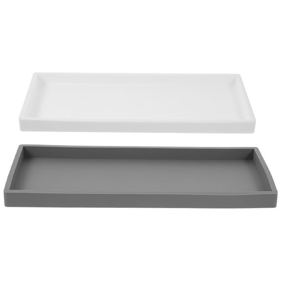 WASHWEPE Bathroom Tray Silicone Bathroom Vanity Tray White 2Pcs