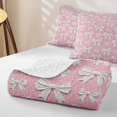 thumbnail image 4 of Erosebridal Princess Bowknot Girls Quilt Full, Kawaii Pink Ribbon Full Bedspread Sets, 3-Piece, 4 of 7