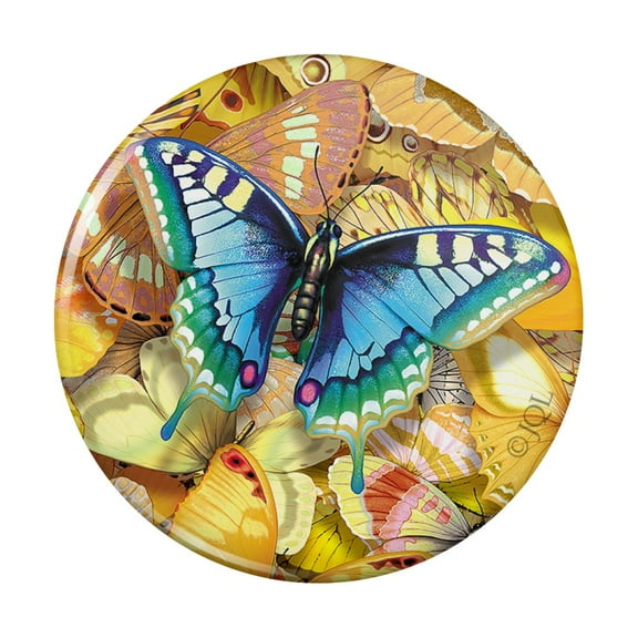 Be Unique Blue Gold Butterflies Kitchen Refrigerator Locker Button Magnet
