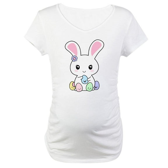 CafePress - Kawaii Easter Bunny Maternity T Shirt - Cotton Maternity T-shirt, Cute & Funny Pregnancy Tee