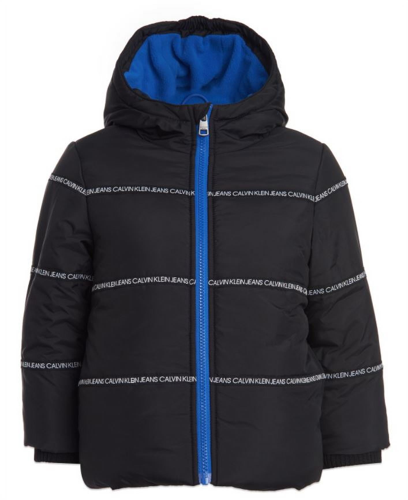 Calvin Klein Toddler Boys Hooded Logo-Tape Bubble Jacket, 5/6 Months