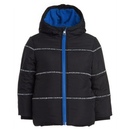 Calvin Klein Toddler Boys Hooded Logo-Tape Bubble Jacket, 5/6 Months
