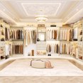 thumbnail image 4 of Homieasy Closet system with 5 wooden drawers, 7 hanging rods and corner tower, corner closet system with hanging, 132" L-shaped walk-in wardrobe organizer, 2000+ lbs capacity, set of 3, White Oak, 4 of 7