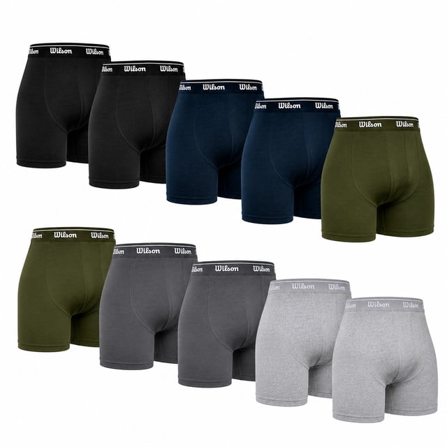 Boxer Deportivo Wilson para Hombre Rib Multicolor, 10 Piezas, Talla M