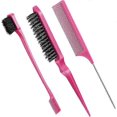 thumbnail image 1 of 3-Piece Set of Teasing Brushes, Hair Brush with Bristles and Comb, Teasing Combs, Heavy Duty Rat Tail Comb, 1 of 5