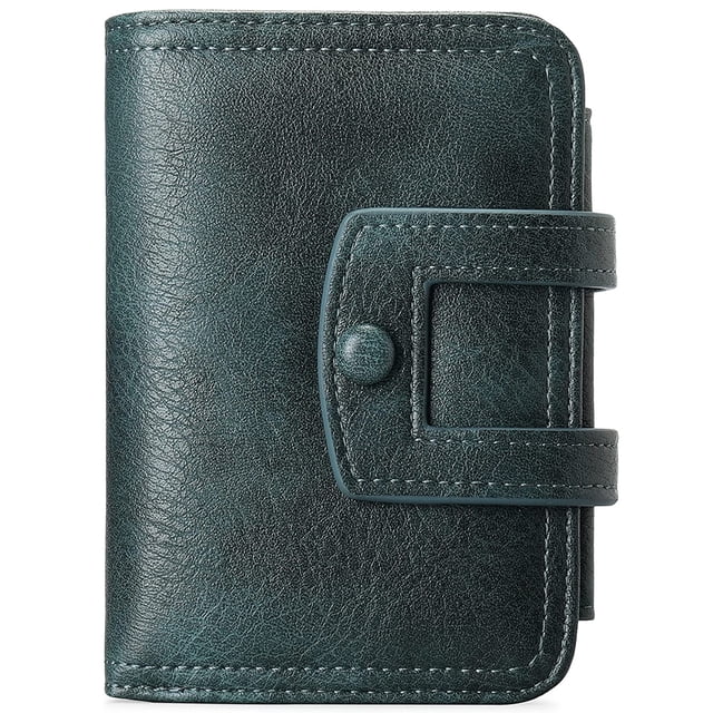 Cartera pequeña de cuero para mujer, monedero pequeño con cremallera, tarjetero con compartimento para monedas y protección RFID