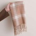 thumbnail image 3 of gbyLJF Winter Knitted Scarf for Women Plaid Scarves Warm Soft Daily Shawls and Wraps Long Blanket Scarf Long woolen Scarves Gift Scarf for Women, 3 of 4