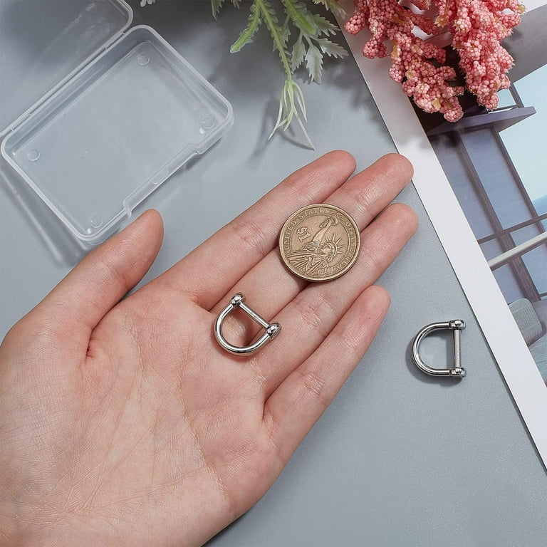 2Pcs D Ring Key Ring with Screw Shackle 304 Stainless Steel