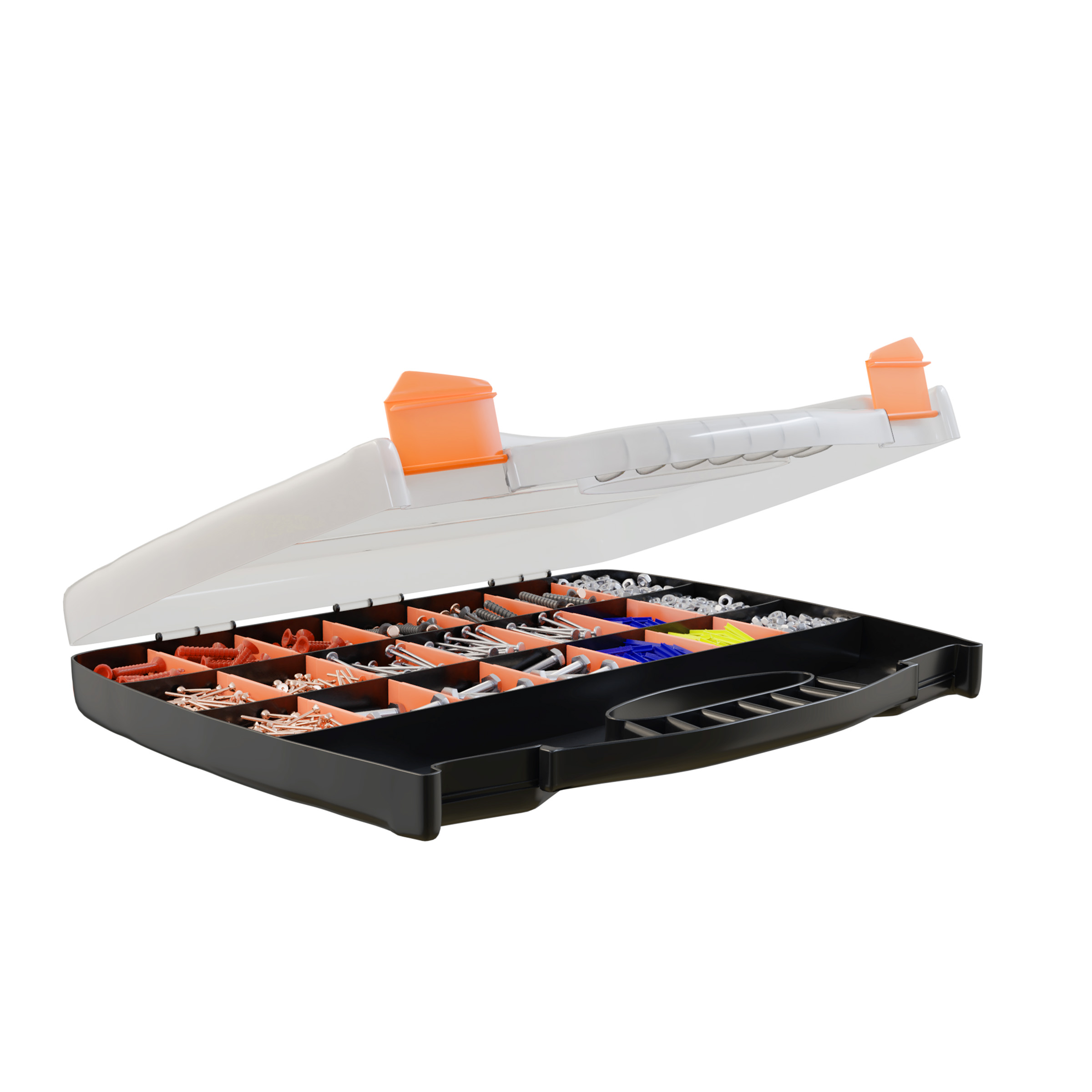 Portable Storage Case with Small Bin Compartments for Hardware and More by Stalwart Screws Bolts Small Parts Organizer with Handle Nuts Nails