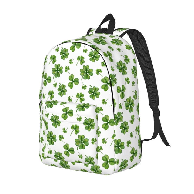 Disketp St. Patrick's day print Canvas Backpack Lightweight Travel Daypack Student Rucksack Laptop Backpack-Small