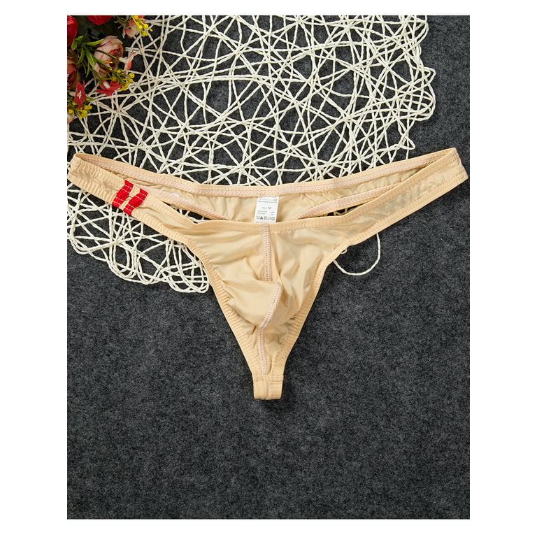 Men's Breathable Underwear Bikini Low Rise Soft Cozy Skin-Friendly Stretch  Thong Underwear G-String T-Back Under 