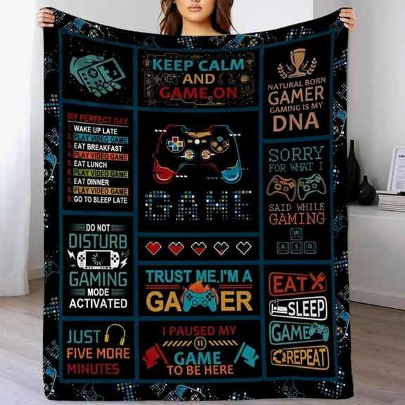 [60x50inch] Soft Funny Throw Blanket Cute Gaming Blanket Game Flannel For Adult Gamer Blanket For Teen Boy Plush Game Lover Room Decorative For Kids Gamers