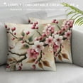 thumbnail image 3 of Floral Throw Pillow Cushion Cover, Cherry Blossom Sakura Branch Spring Fruit Tree Flowers Hand Drawn Style Illustration, Decorative Square Accent Pillow Case,, 3 of 5
