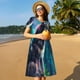 thumbnail image 4 of Disketp Colorful Plant Wolf para Vestido de Manga Corta para Mujeres, Vestidos de Verano para Mujeres, Casual y Holgado para la Playa, 4 of 6