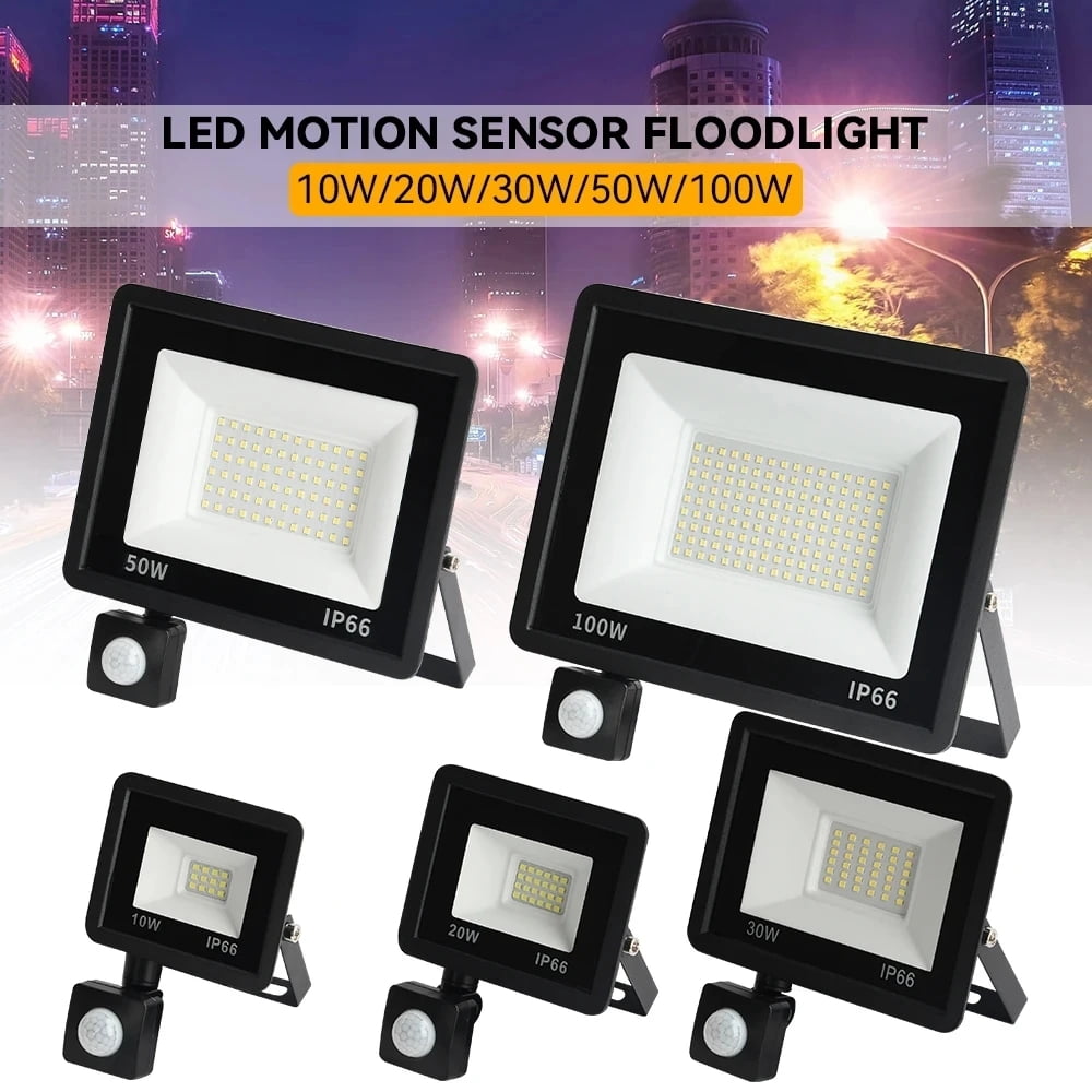 Led PIR motion sensor floodlight outdoor wall light white light 100W 50W 30W 20W 10W IP66 waterproof LED spotlight for garden