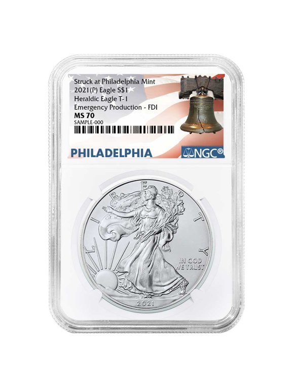 2021 (P) $1 1-oz American Silver Eagle NGC MS70 Emergency Production FDI Liberty Bell Label