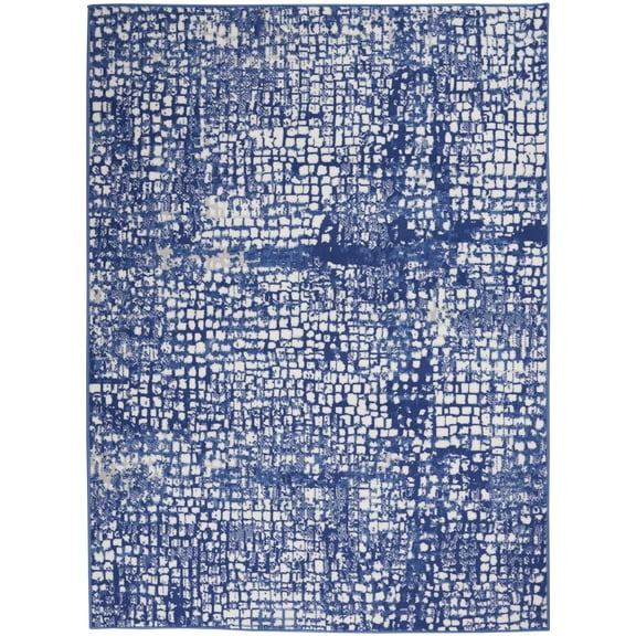 Nourison Whimsicle Artistic Modern Ivory Navy 5' x 7' Area Rug, (5' x 7')