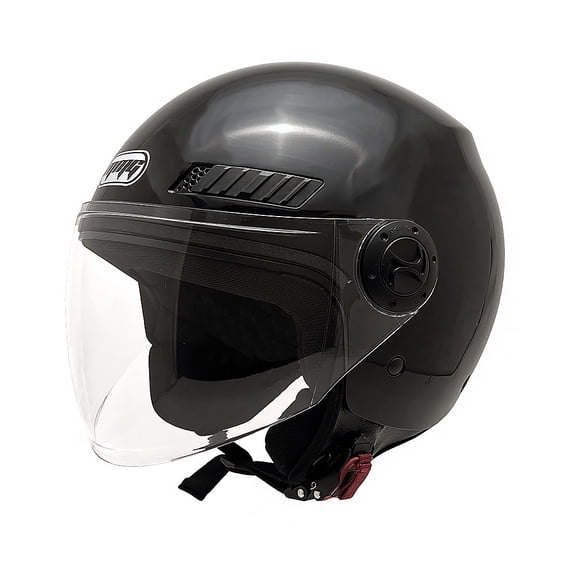 MMG Open Face Helmet for Motorcycles and Scooters. Shiny Black Size Large. Model Kioto