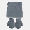 thumbnail image 5 of NOLDARES Kids Winter Hat and Gloves Set Girls Boys Knit Beanie Hats with Pom Warm Snow Ski Cap for Toddler(M035-Dark Gray), 5 of 8