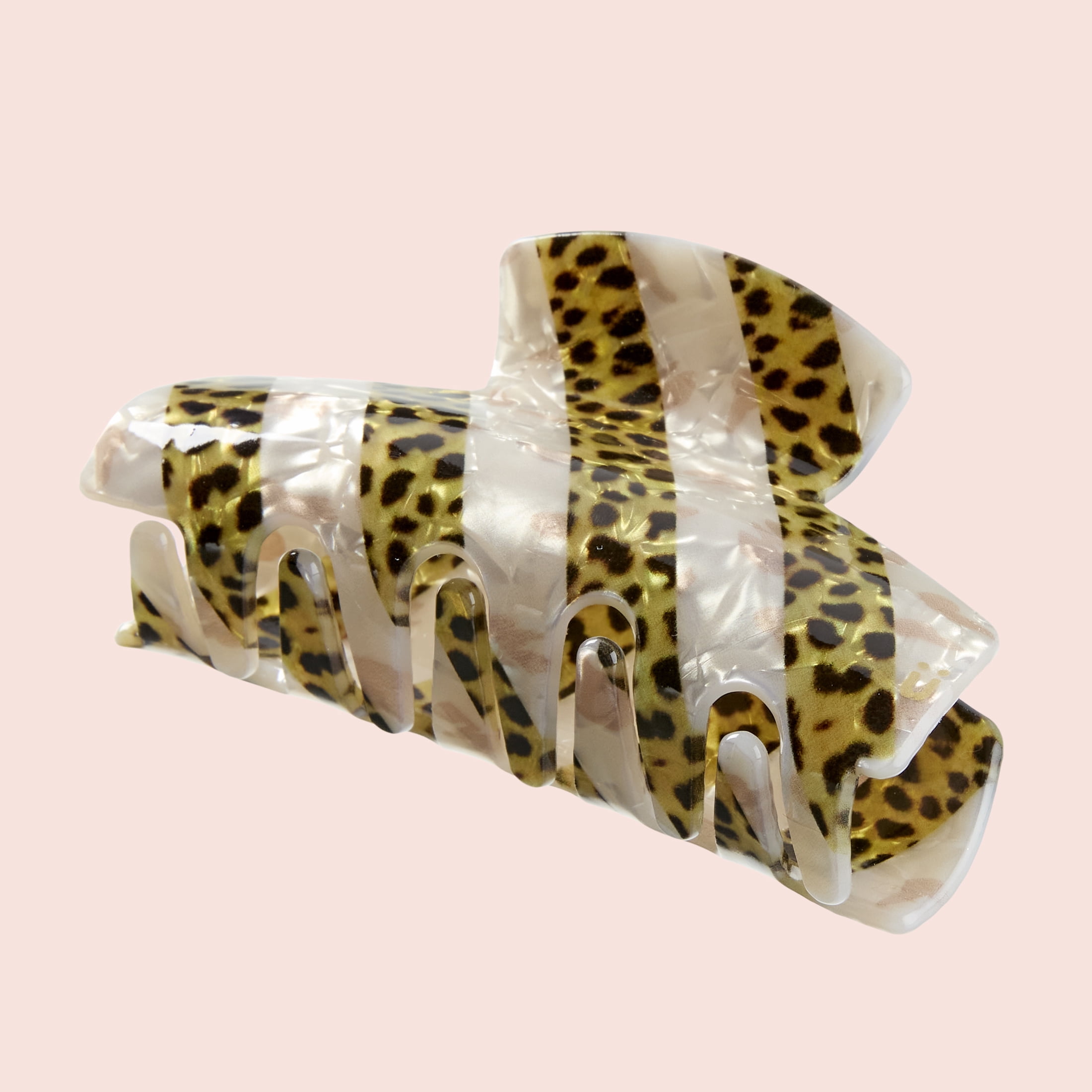 Scunci Luxe by Conair Striped Acrylic Claw Clip, Ivory Pearl & Tortoiseshell, Medium, 1 Count