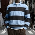 thumbnail image 2 of USNSM Long Sleeve Shirt for Men Striped Golf Athletic Shirts Fashion Lapel Button Tops Lightweight Comfy Casual Spring Clothes Blue XXXL, 2 of 5