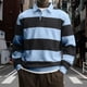 thumbnail image 1 of Ceisia Men's Contrast Wide-Stripe Polo Shirt | Stretchy Relaxed Long-Sleeve Casual Top Gift, 1 of 5
