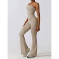 thumbnail image 3 of ZAXARRA Women's Quick drying And Tight Fitting Yoga Slim Halter Jumpsuit, Solid Color Sleeveless Backless Flare Pants Workout Romper, 3 of 8