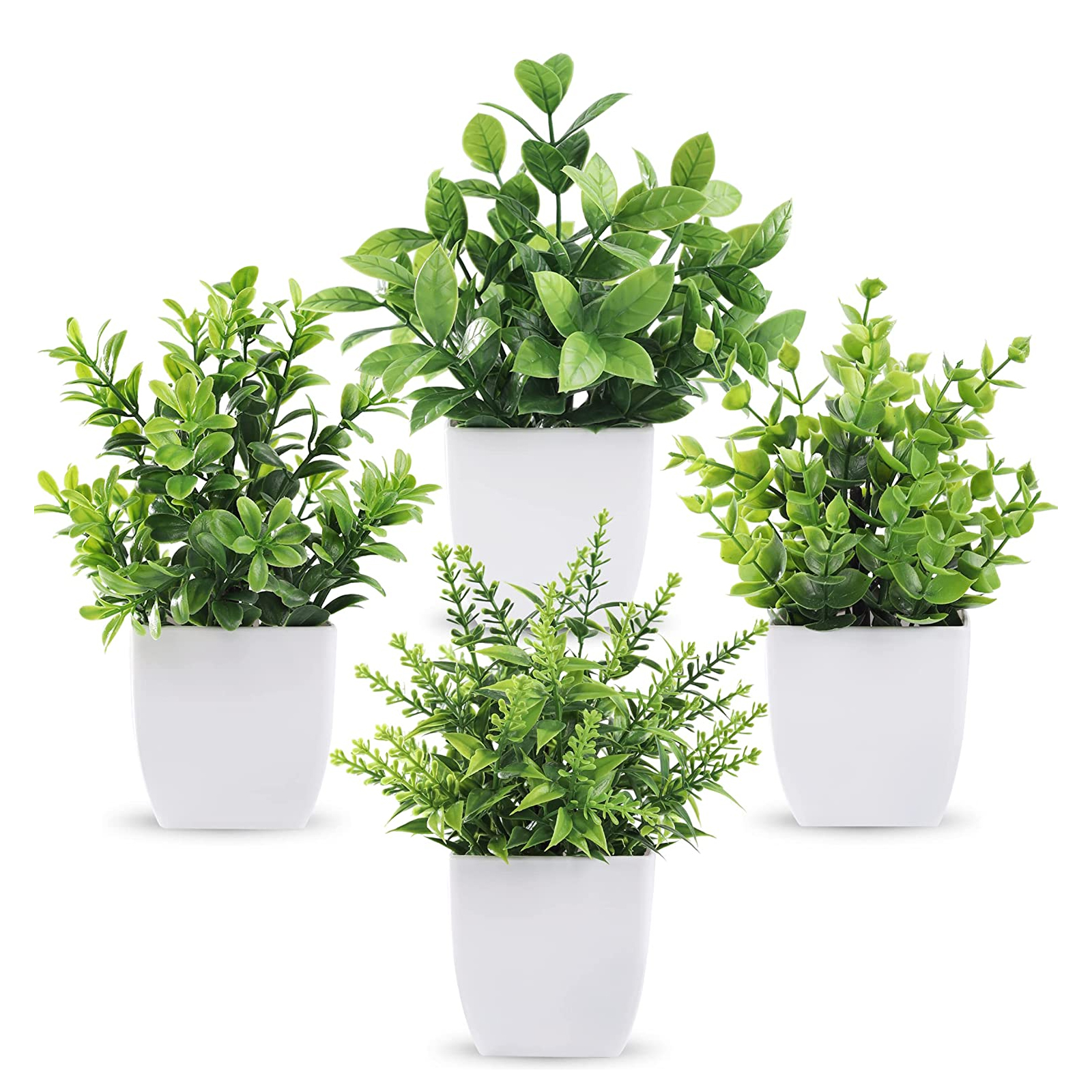 Tripumer 4-Pack Artificial Potted Plants, Assorted Greenery photo 1
