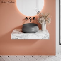 Lisse 17.5" Round Concrete Vessel Bathroom Sink in Dark Gray