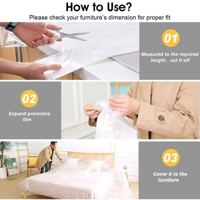 BUZIFU Plastic Dust Sheets 3m x 2m Heavy Duty Polythene Sheet Plastic Sofa Covers Large Protective Furniture Covers Waterproof Decorating Paint Cover