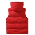 thumbnail image 5 of Timoontee Men's Winter Warm Puffer Outerwear Vest Casual Comfy Padded Hoodie Vest Sleeveless Jacket Vest Zip Up Quilted Waistcoat Red XXXXL, 5 of 5