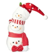 Holiday Time Red and White Stacked Snowmen Tabletop Decoration, 15"