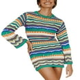 thumbnail image 1 of Robe Moulante Mini pour Femmes Boho Manches Longues Col Rond Robe Ajourée, 1 of 7