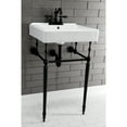 thumbnail image 4 of Kingston Brass KVPB2018W40 Edwardian 20" Porcelain Console Sink with Brass Legs (4-Inch, 3-Hole), White/Matte Black, 4 of 8