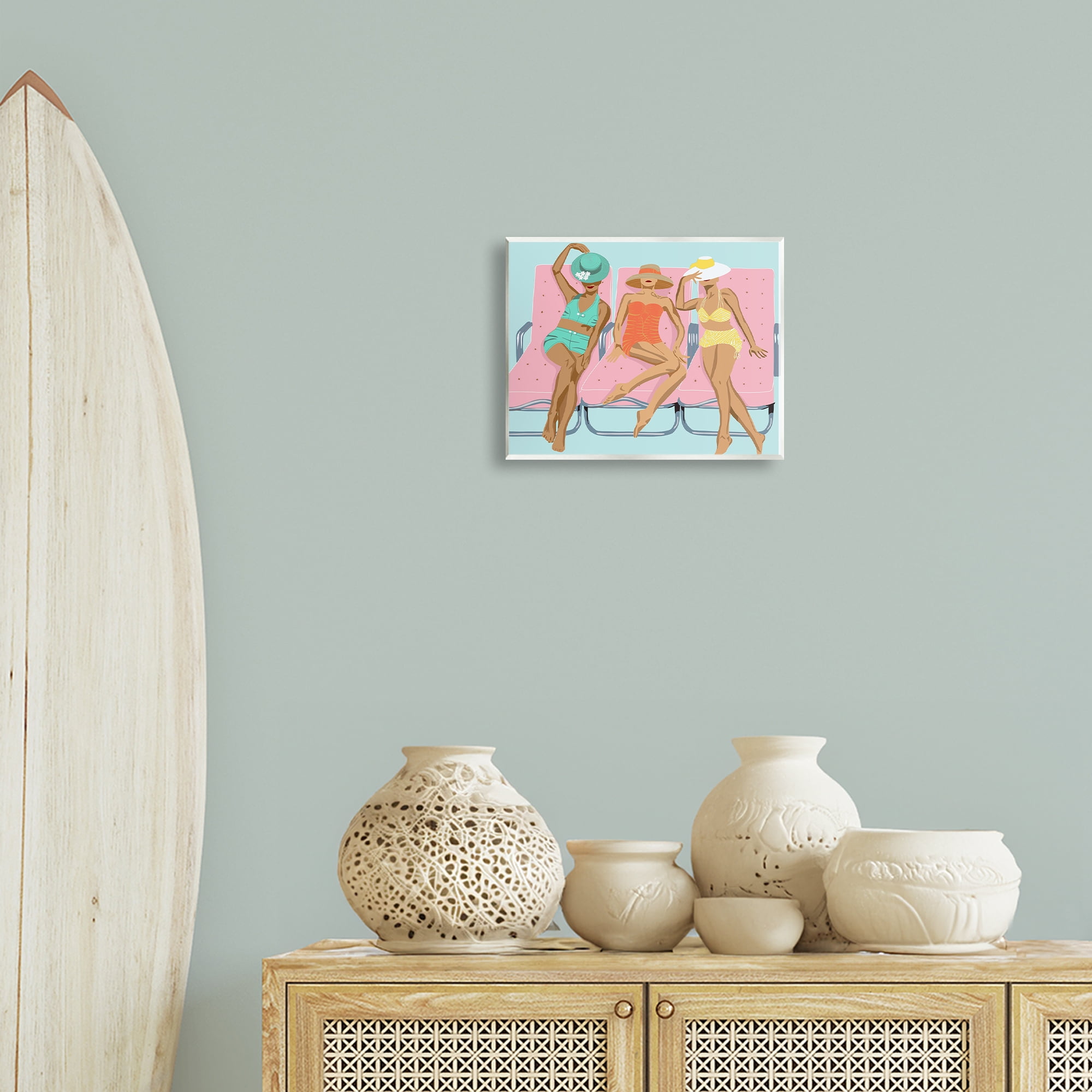 Stupell Industries Glam Beach Friends Novelty Painting Unframed Art Print Wall Art, 14 x 11