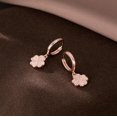 thumbnail image 5 of 925 Sterling Silver CZ Clover Hoop Earrings Dangle for Women Teens Lucky Clover Leaf Huggie Earrings Flower Drop, 5 of 6