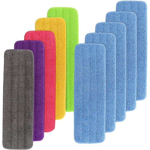 18" Replacement Microfiber Pad for Rubbermaid Commercial 18 Inch Mop Head - Wet & Dry Commercial Cleaning Reusable Mop Refills Fit for Any Microfiber Flat Mop System 18" - 10Pcs
