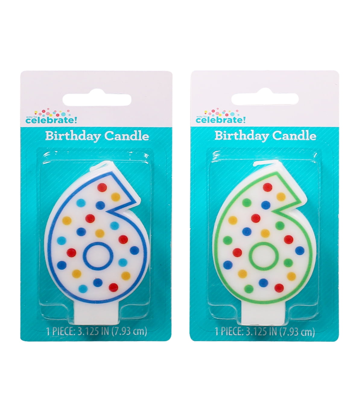 WAY TO CELEBRATE! Assorted Colors Birthday Candle, Number 6
