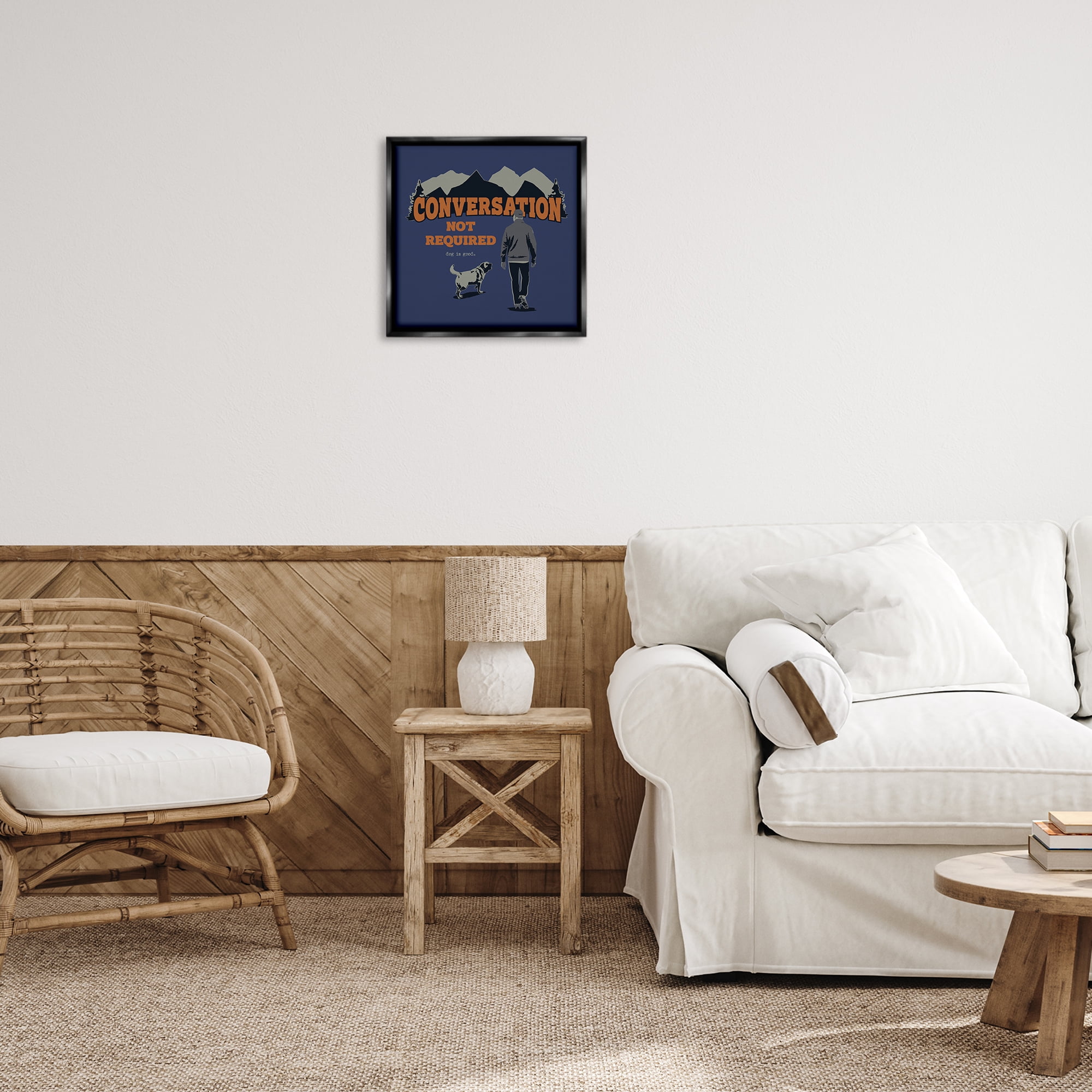 Stupell Industries Conversation Not Required Animals Painting Black Floater Framed Canvas Art Print Wall Art, 18 x 18