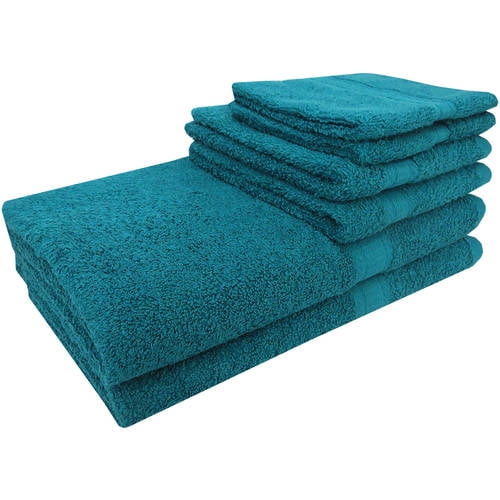 Mainstays Basic (6) Piece Bath Towel Set Turquoise