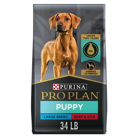 Purina Pro Plan Puppy Dry Dog Food for Large Breeds, High Protein Beef & Rice Formula, 34 lb Bag