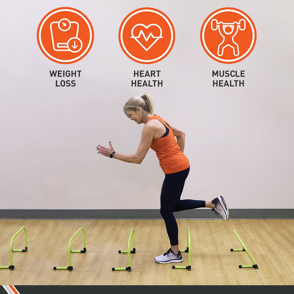 Body Sport Adjustable Athletic Speed Training Hurdles, Jumping & Speed Training Fitness Equipment, Hurdles for Track & Field, Basketball, Soccer & More, Set of 5