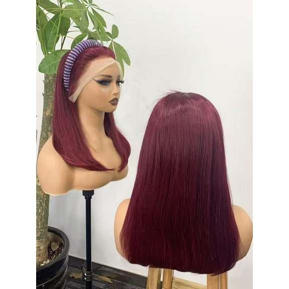 13x4 Full Frontal Lace Glueless 16inch BOB Wig many Colors available STRAIGHT 200% High-Density Pre-Plucked Human Hair Wigs