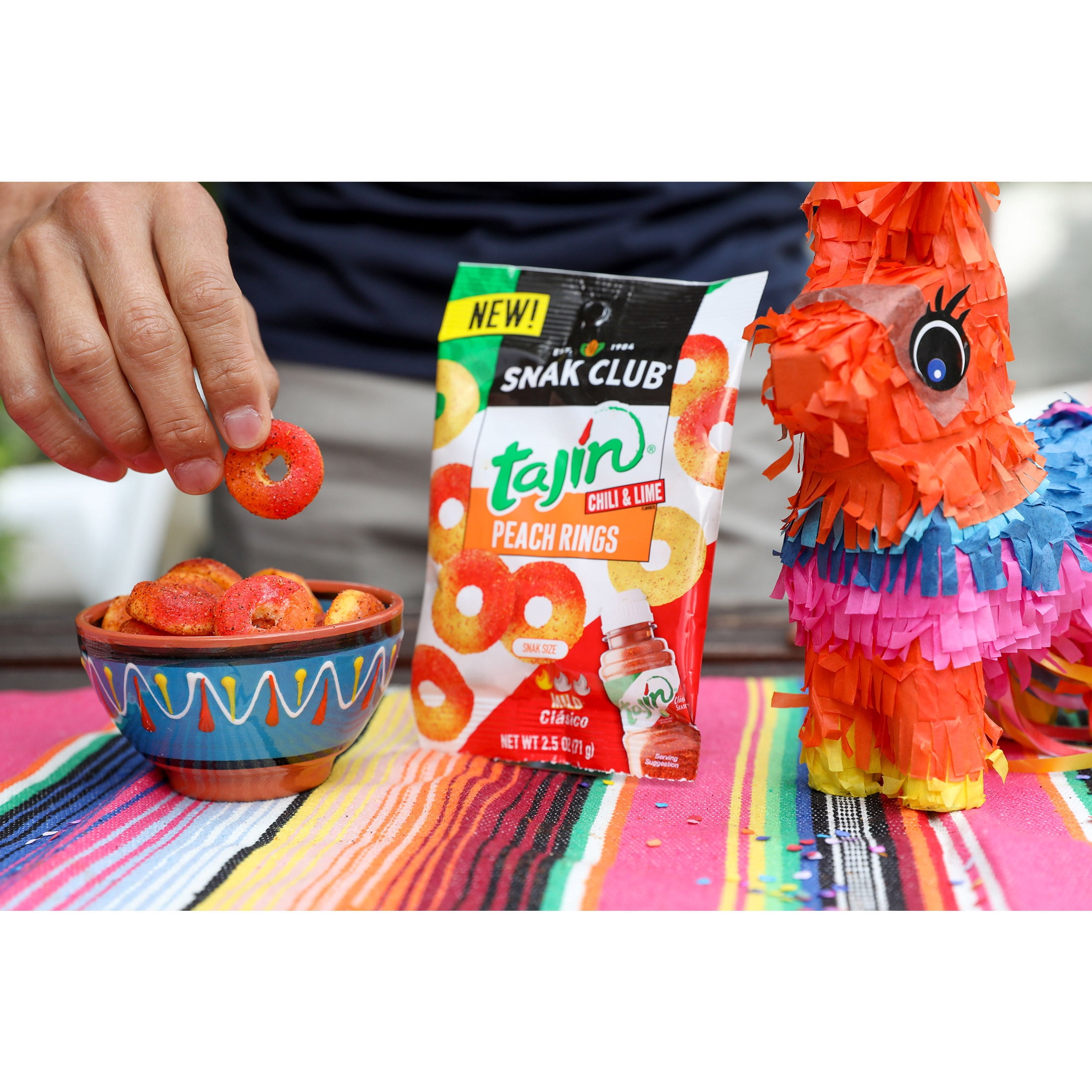 Snak Club 5 Ounce Tajin Peach Rings, 6 Pack