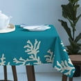 thumbnail image 3 of Teal Coral Rectangle/Square/Round Waterproof Tablecloths 60x120 inch Aqua Summer Beach Nautical Seaside Coastal Polyester Table Cloth Table Cover Tabletop for Wedding Party Dinner, 3 of 6