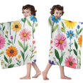 thumbnail image 4 of Pioneer Flower Floral Print Pattern Hooded Bath Towel，60"x35" for Ages 3 To 12 Kids, Quick Dry Lightweight Soft Microfiber Hood Beach Towel Cover Up for Kids, 4 of 7