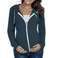 thumbnail image 6 of Stamzod Maternity Clothes Fall Long Sleeve Zip Up Hoodies Solid Color Pregnant Sweatshirt with Hood Casual Maternity Coat for Women Dark Blue M, 6 of 9