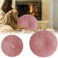 thumbnail image 7 of Velvet Round Pumpkin Throw Pillow Cute Pleated Decorative Floor Pillow With Center Button For Sofa Couch Style E A For Adults, 7 of 7
